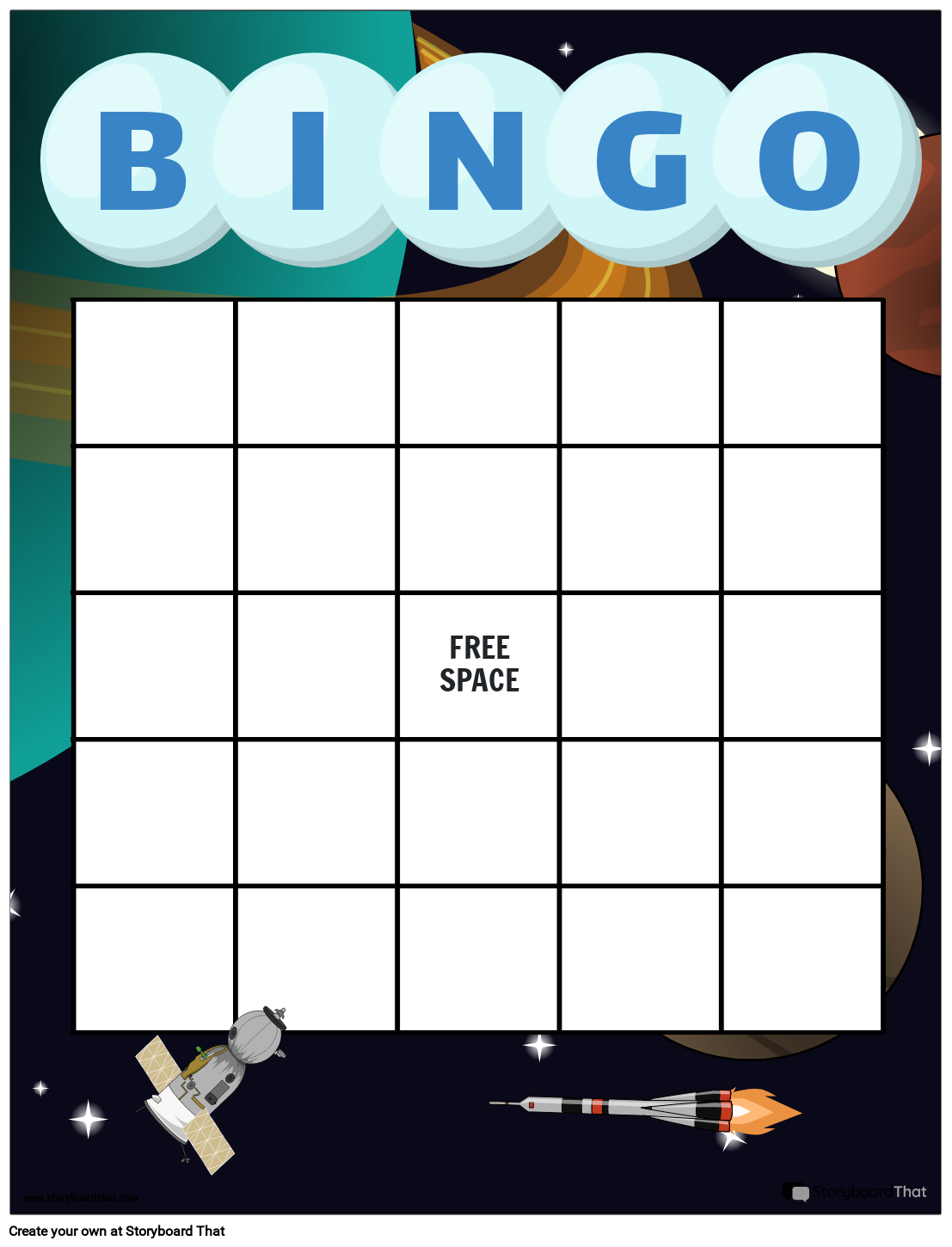 Free Space-Themed Bingo Card Template