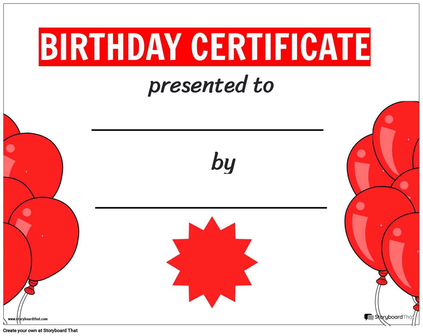 Birthday Certificate Template