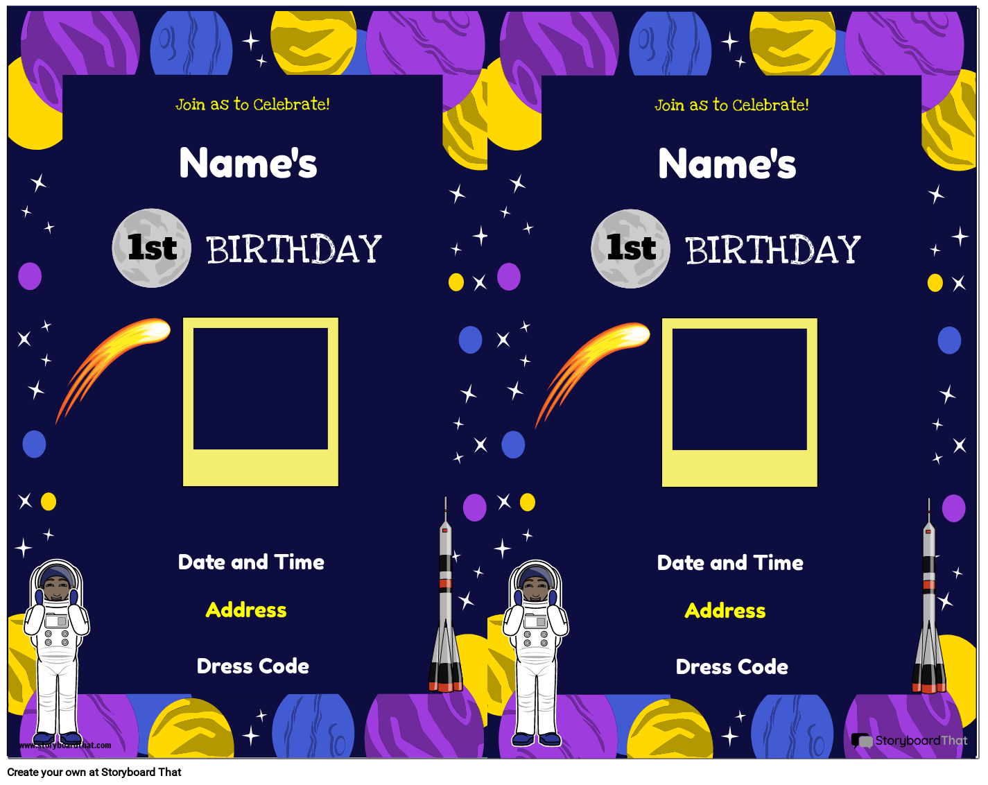 Birthday Invitation Outer Space Themed