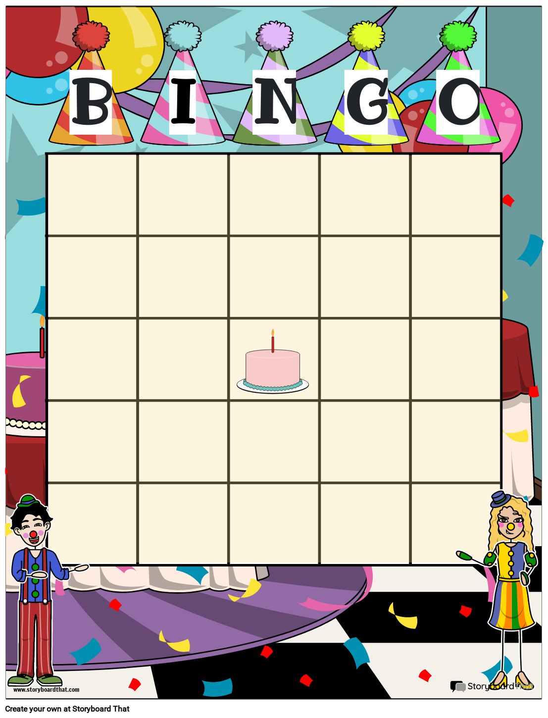 Birthday Party Bingo Game Card