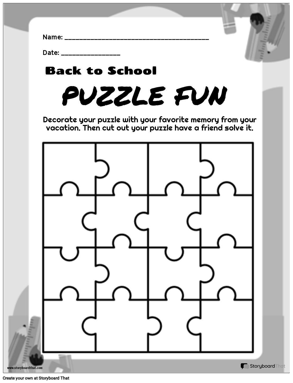 First Day of School Jigsaw Puzzle - Free and Printable