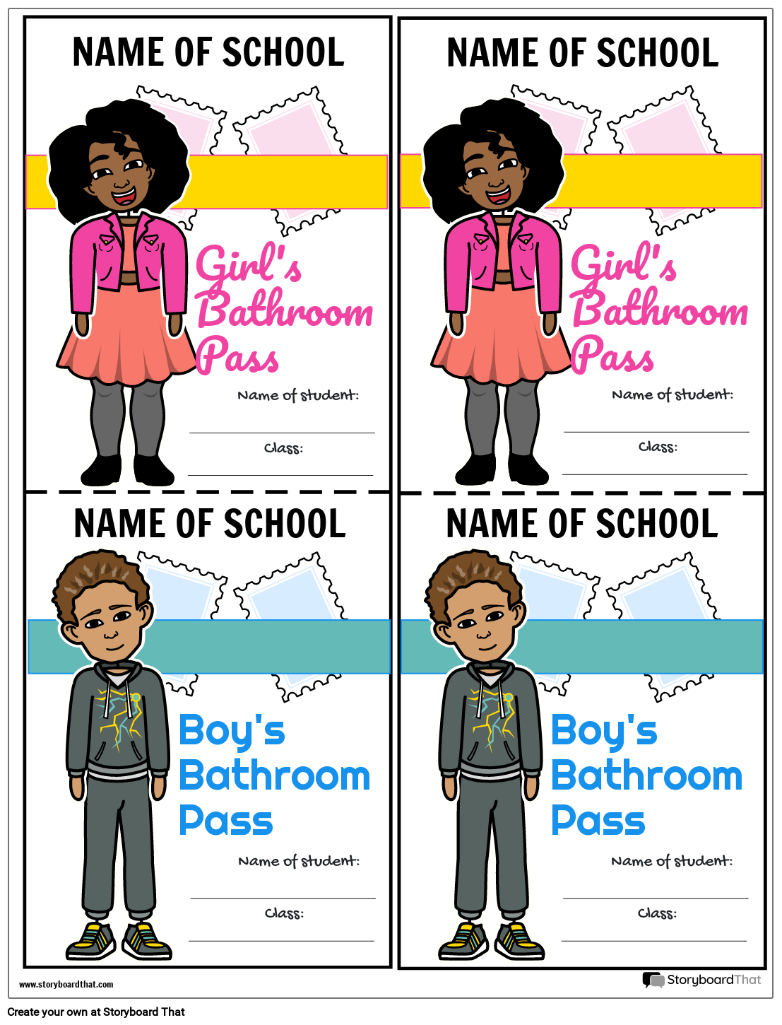 Boys and Girls Bathroom Pass