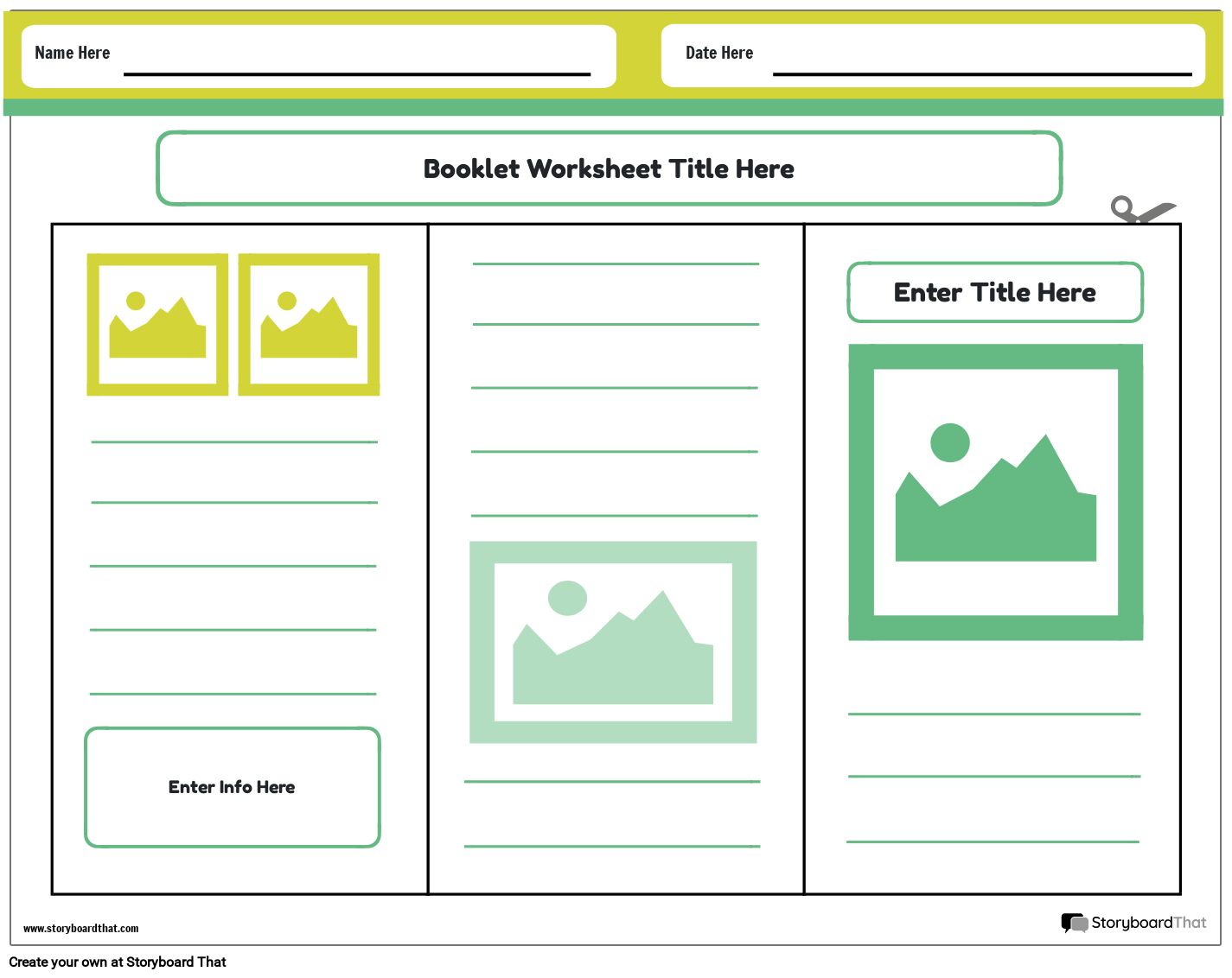 Colorful Booklet Template with Different Shades of Green