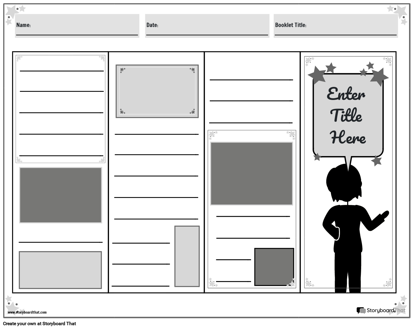 Character Silhouette Based Booklet Template Design