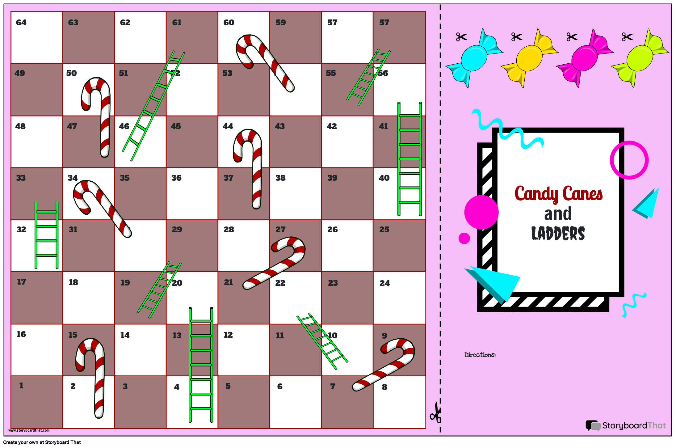 Candy Canes and Ladders Game for Kids