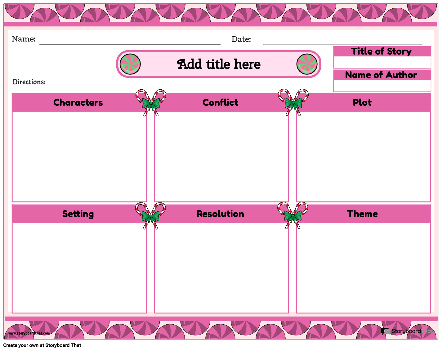 Candy-inspired Elements of Story Worksheet