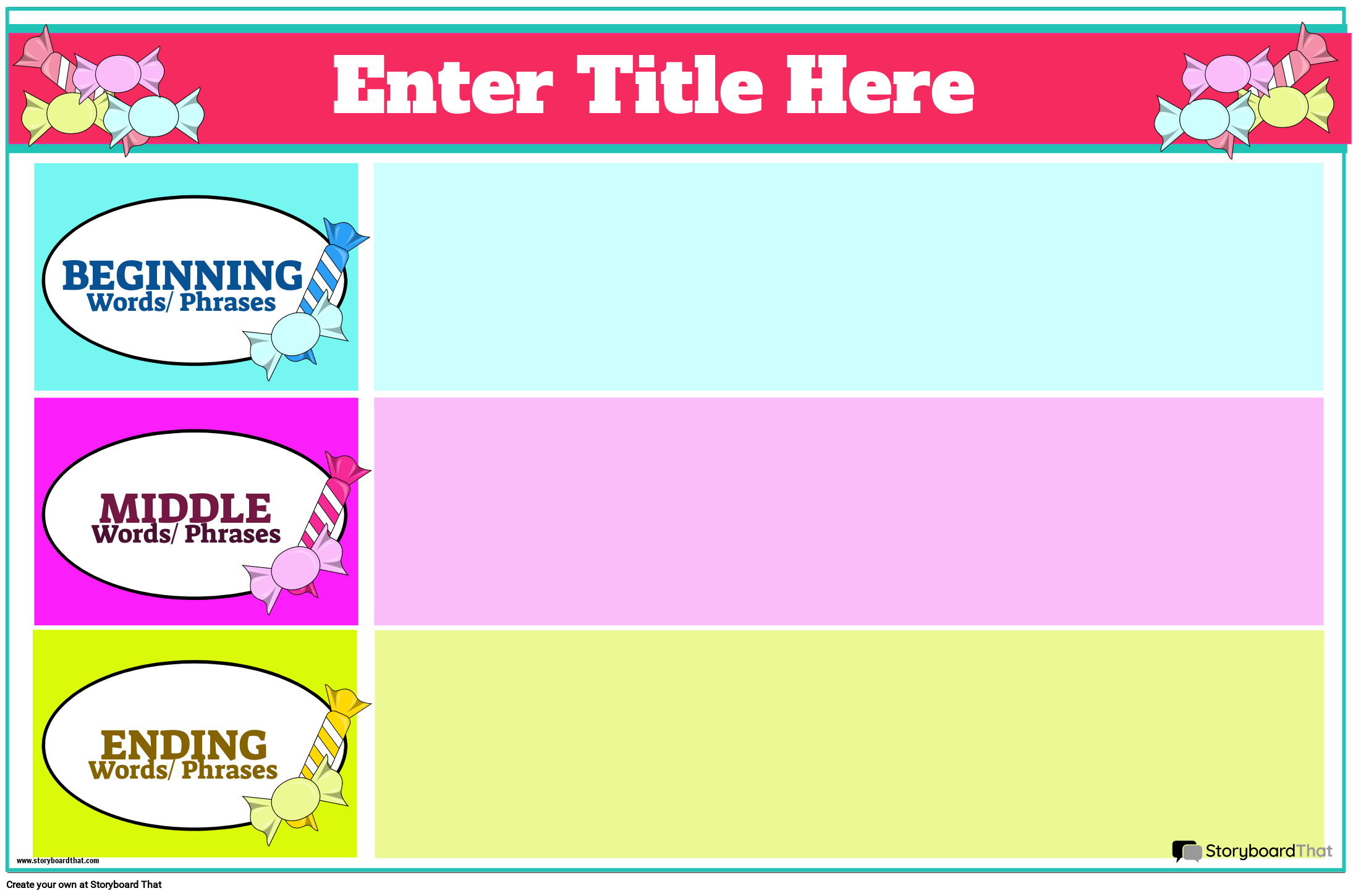 Free Candy Themed Transition Words Template
