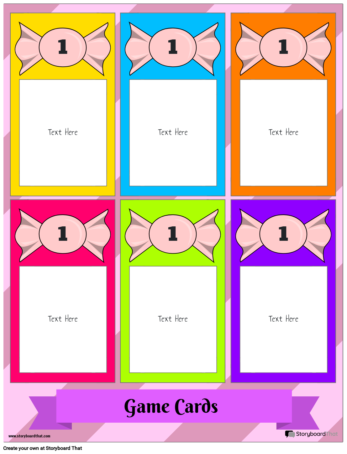 Candy Themed Game Card