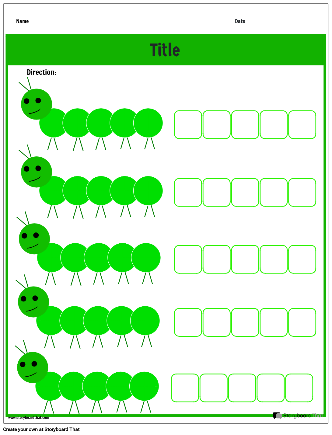 Caterpillar-themed Ordering Numbers Worksheet