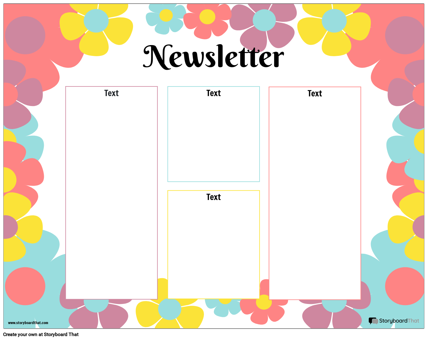 Colorful Flowers Based Newsletter Template