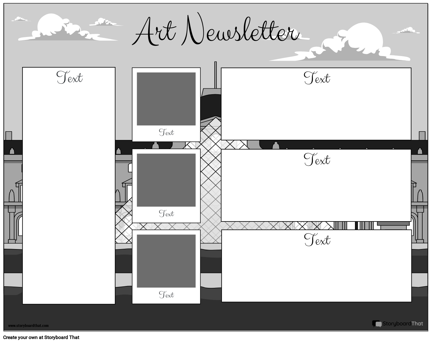 Newsletter Worksheet with Clouds and Boxes