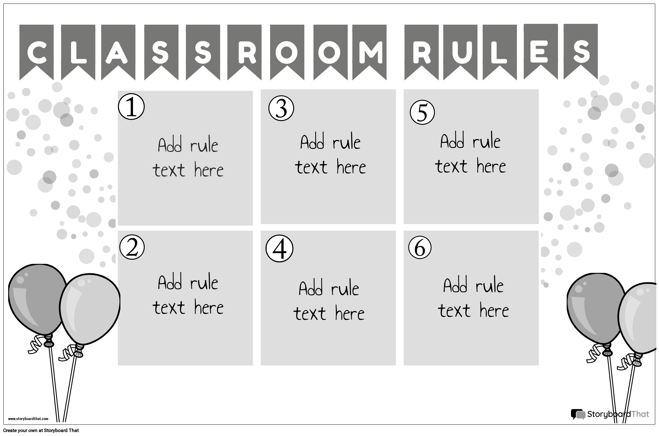 Black and White Custom Classroom Rules Poster