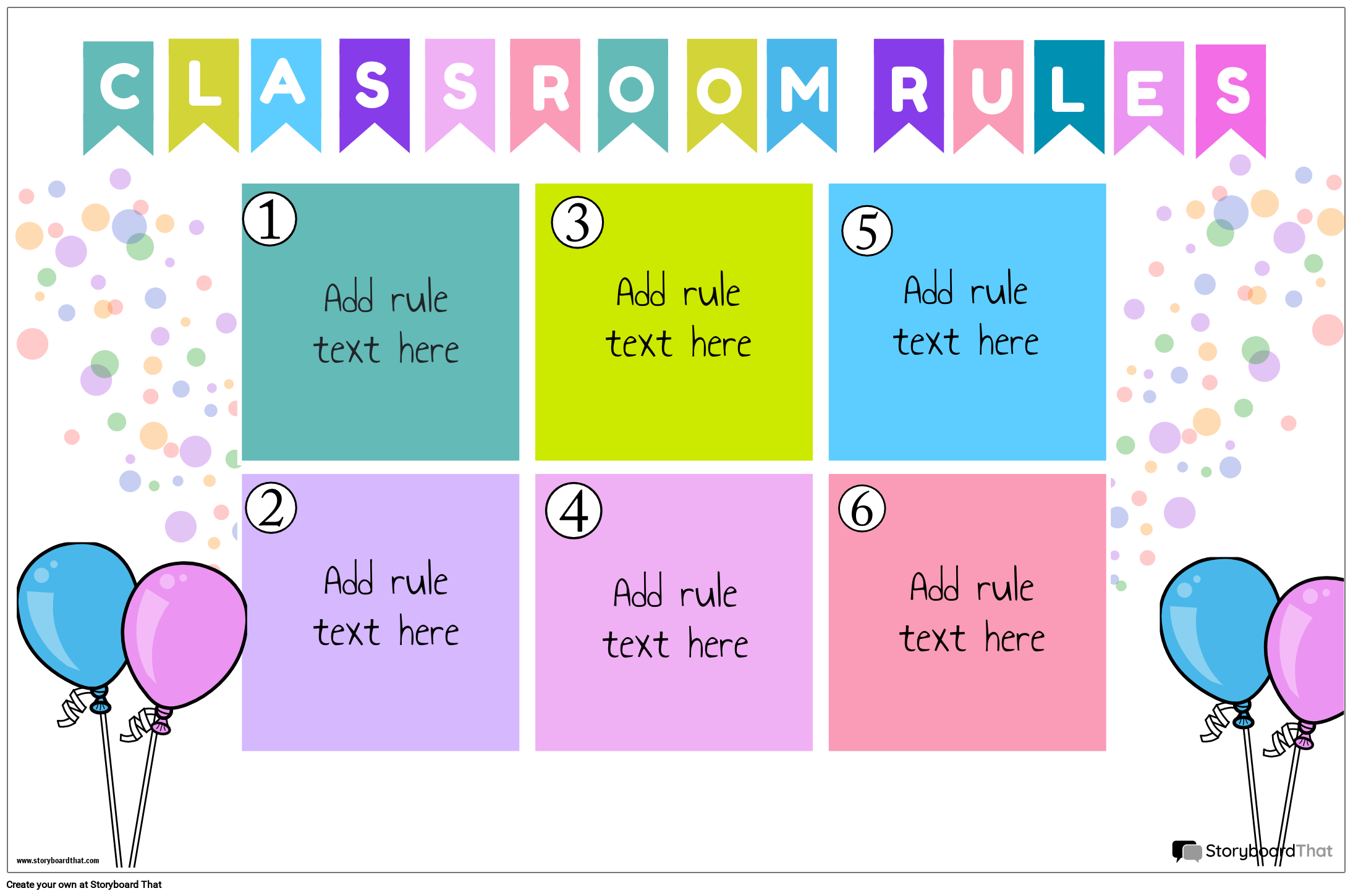 Festive Rules of the Classroom Decoration Template