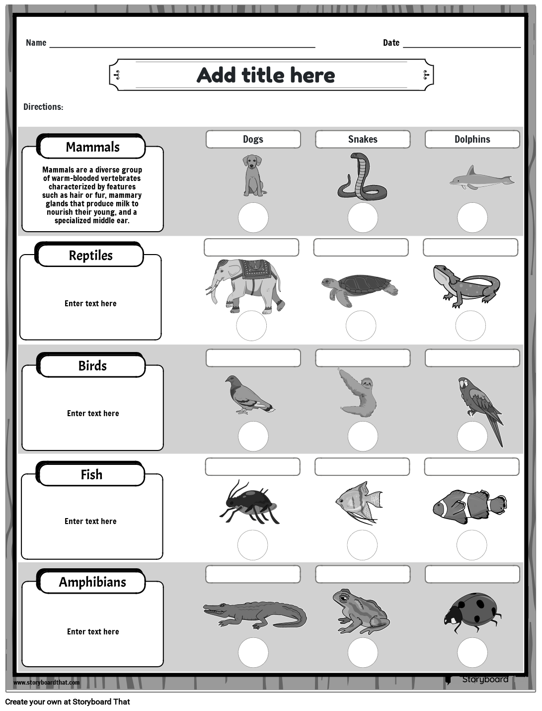 Classifying Animals Worksheet