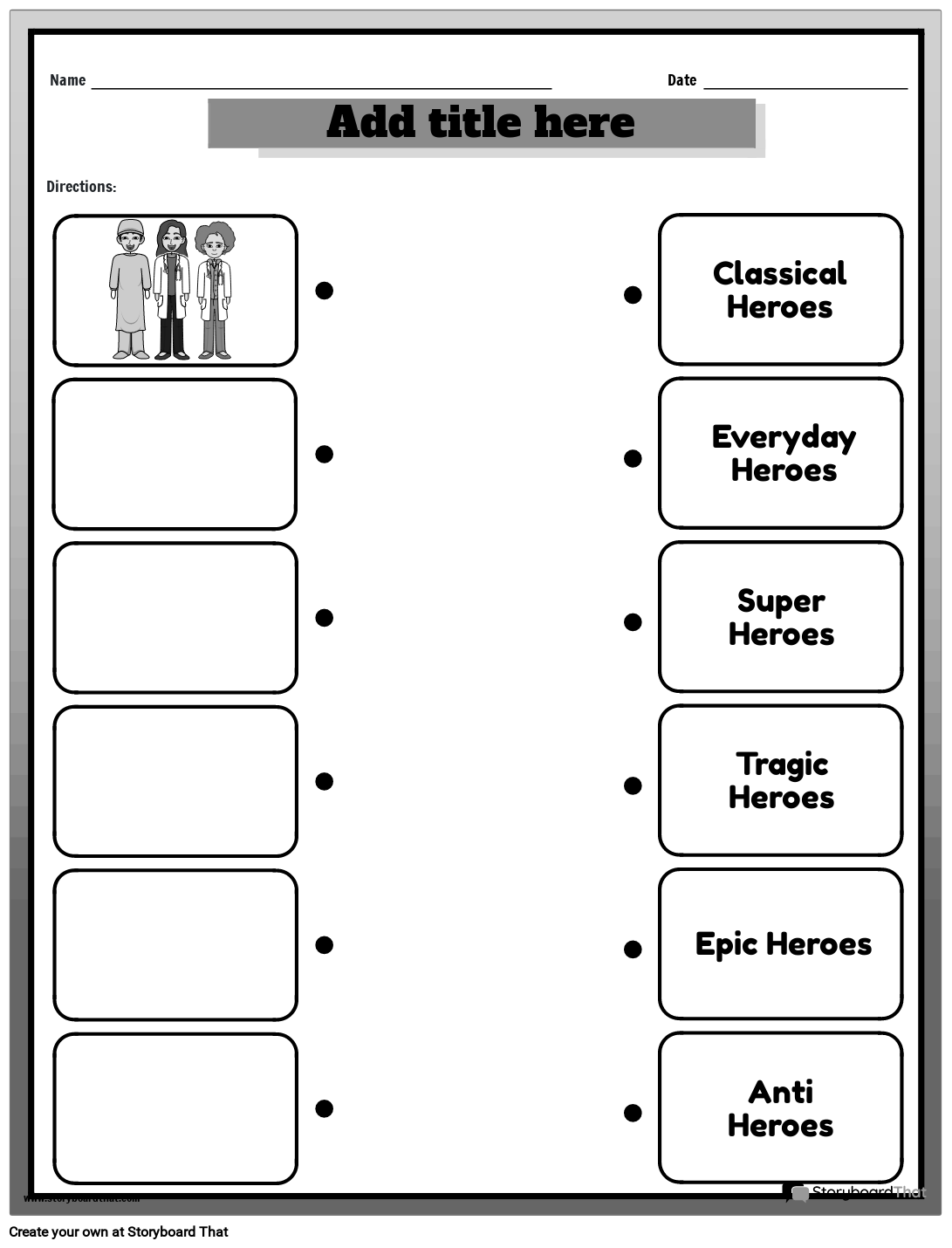 Classifying Types of Heroes Worksheet