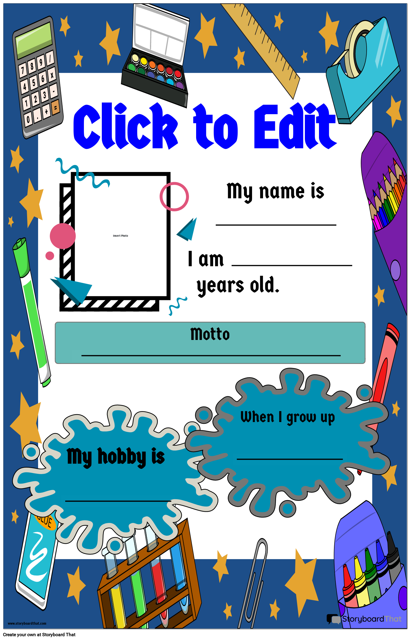 Classroom Supplies Design of Star of the Week Poster