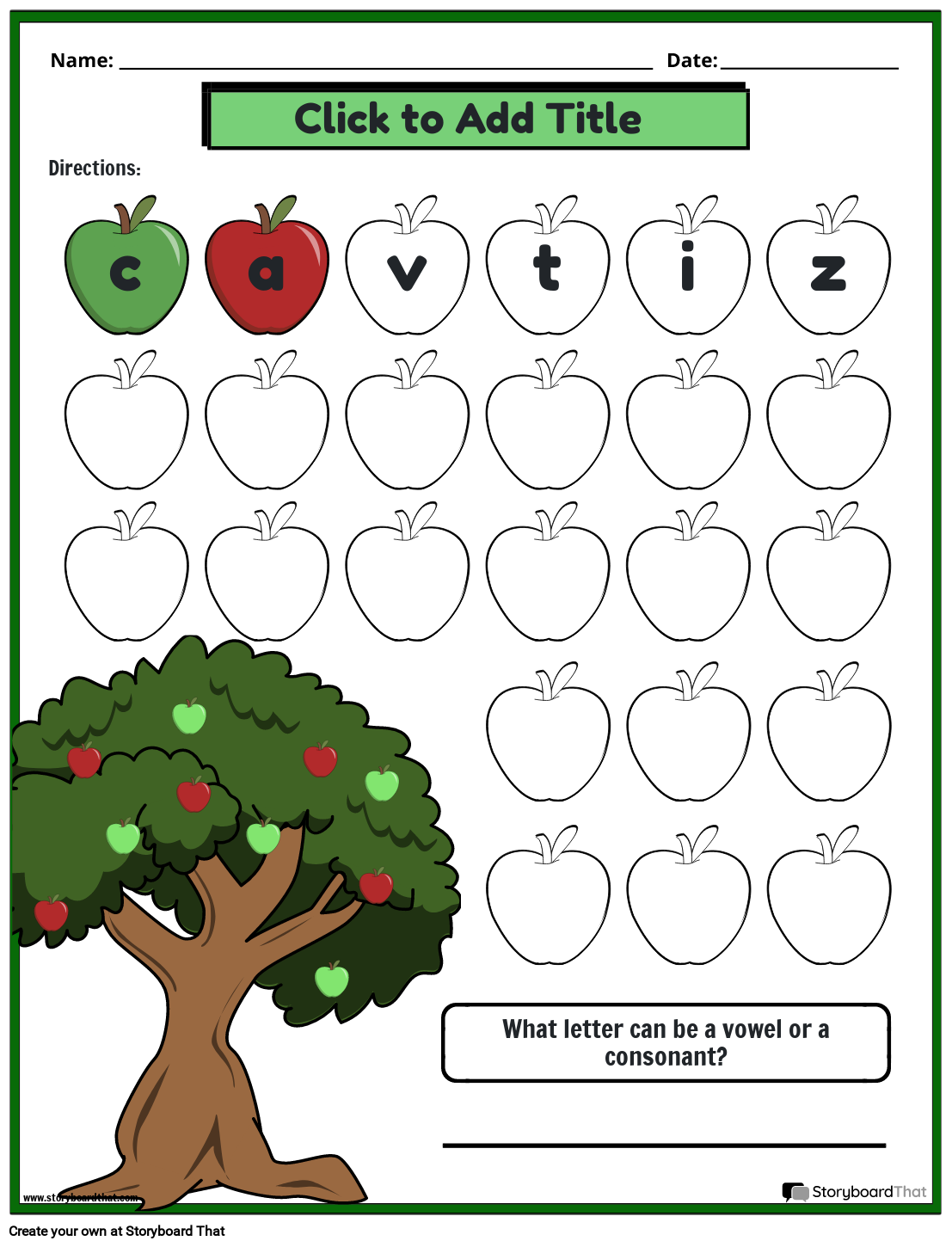 Color Activity - Vowels and Consonants Worksheet