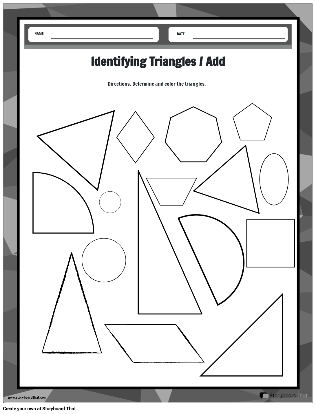 Classifying Triangles Worksheets with Different Shapes