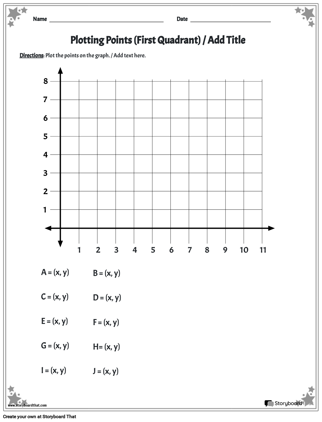 Graph points on a coordinate plane worksheet