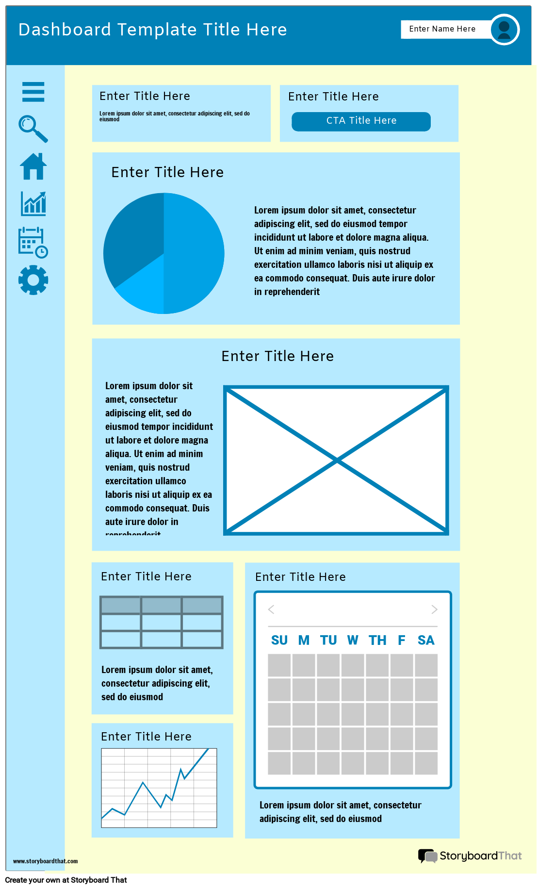 Corporate Dashboard Wireframe Template 1