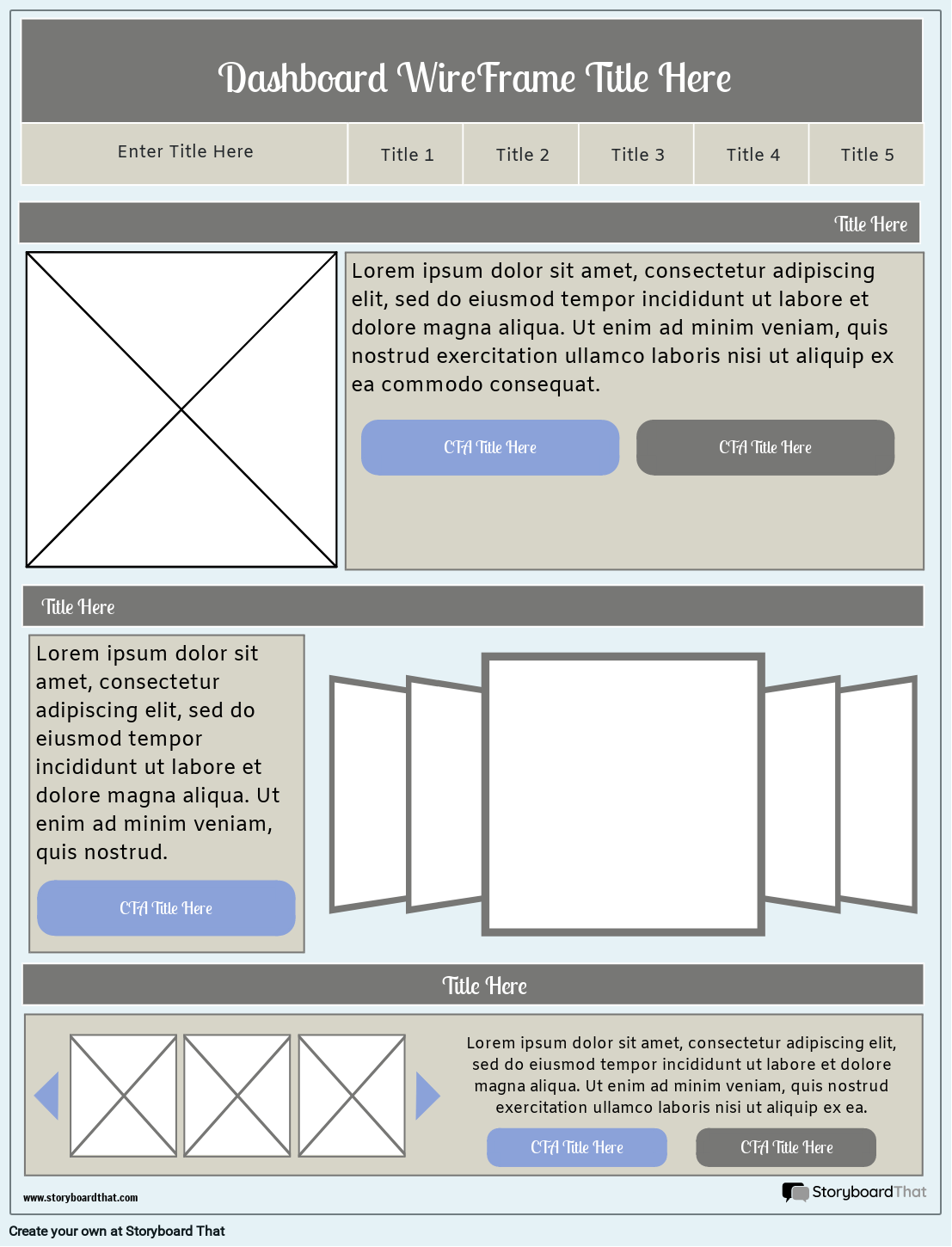 Corporate Dashboard Wireframe Template 4