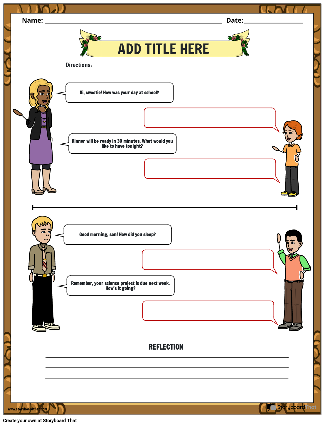 Create Your Own Dialogue Worksheet