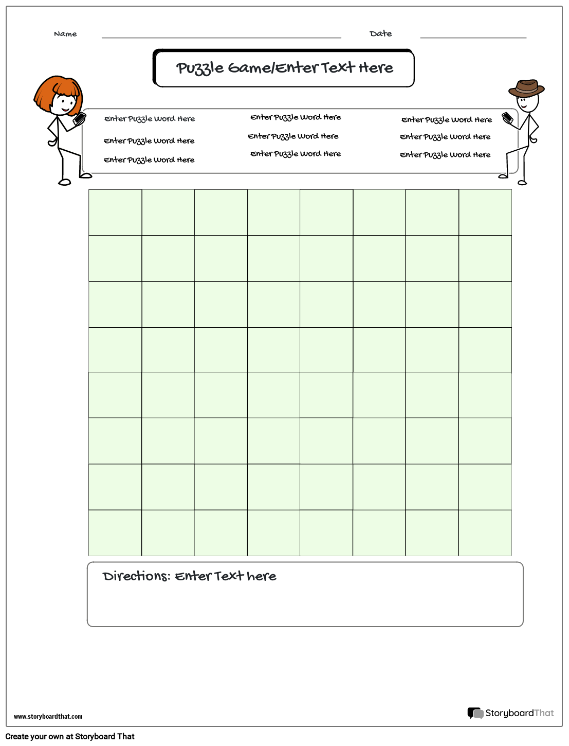 Stick People Based Crossword Grid Game Worksheet