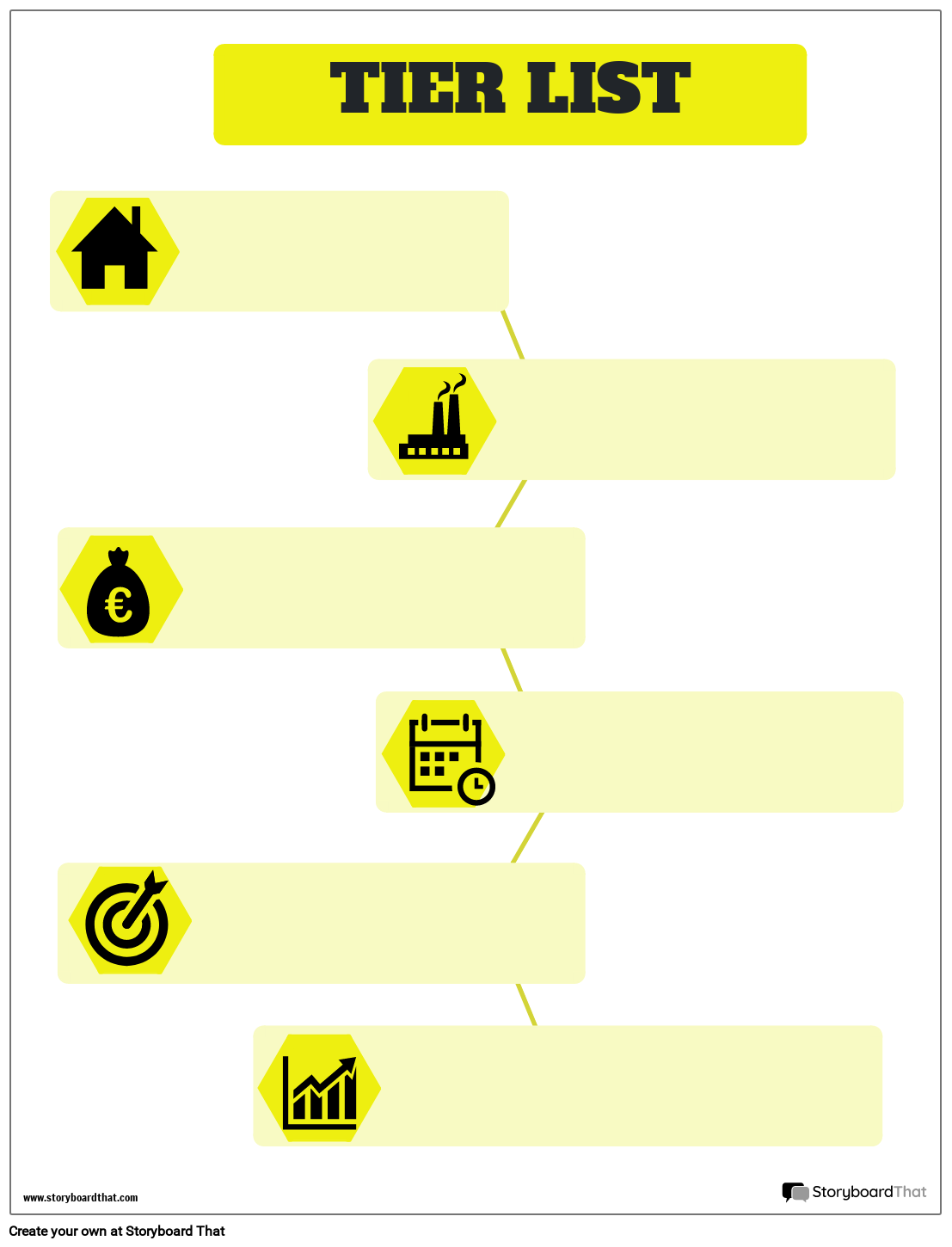 Yellow Themed Tier List Worksheet with Symbols