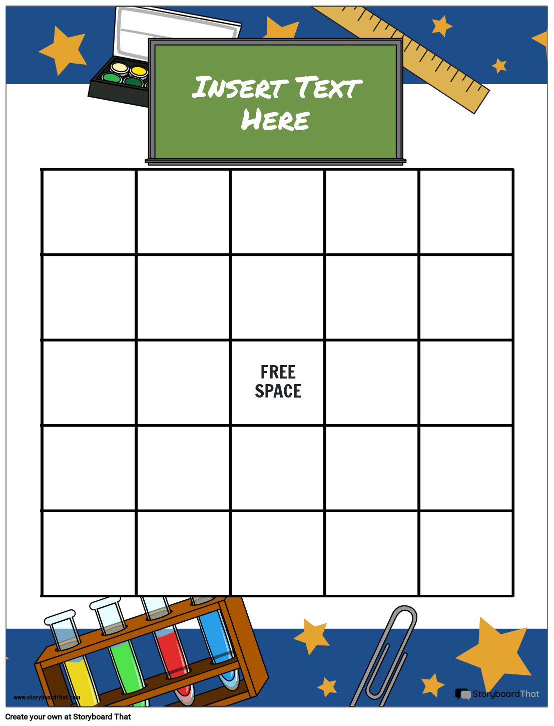 Editable Classroom-Themed Bingo Board for Students
