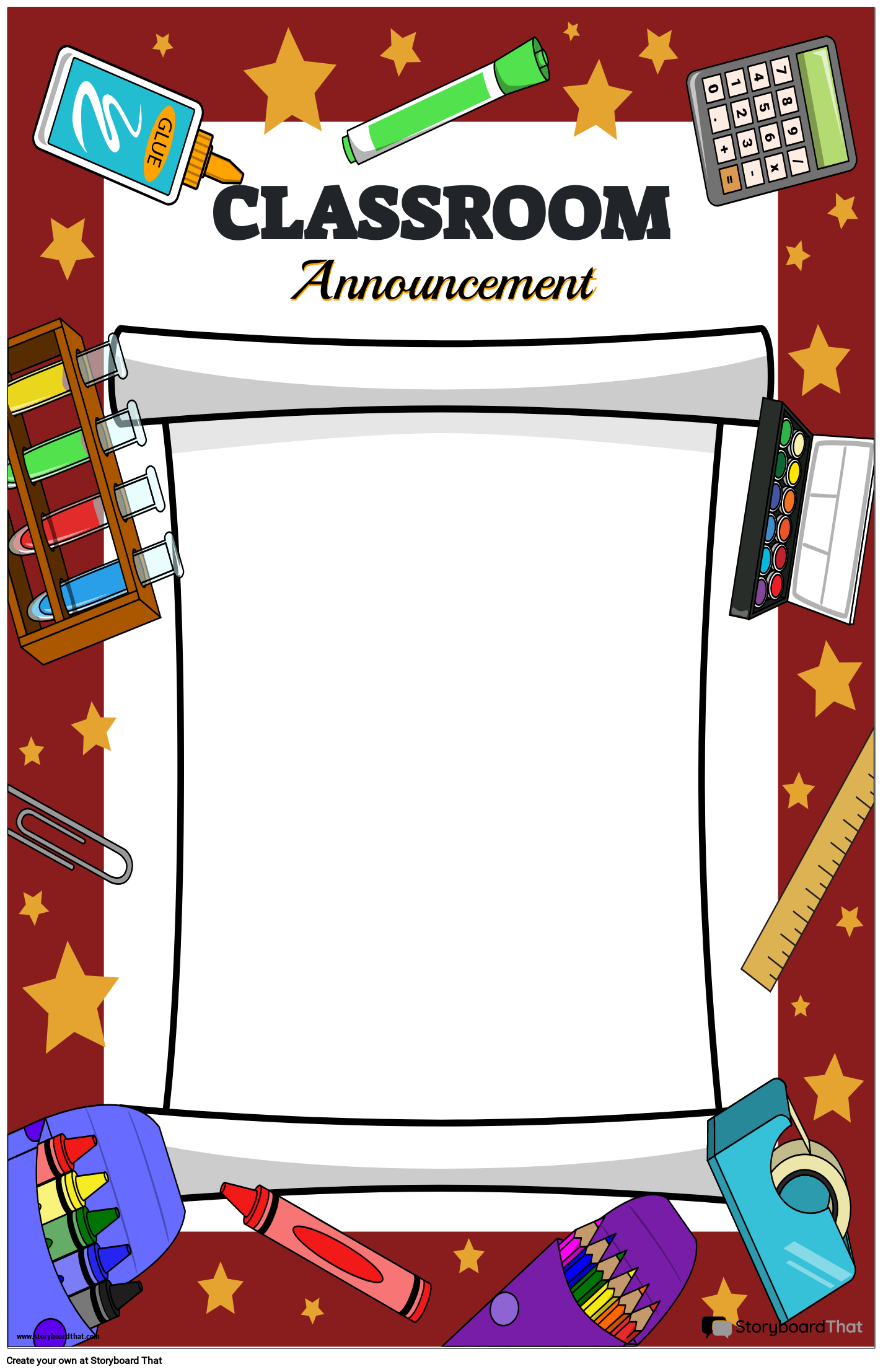 Customized Template Classroom Announcement