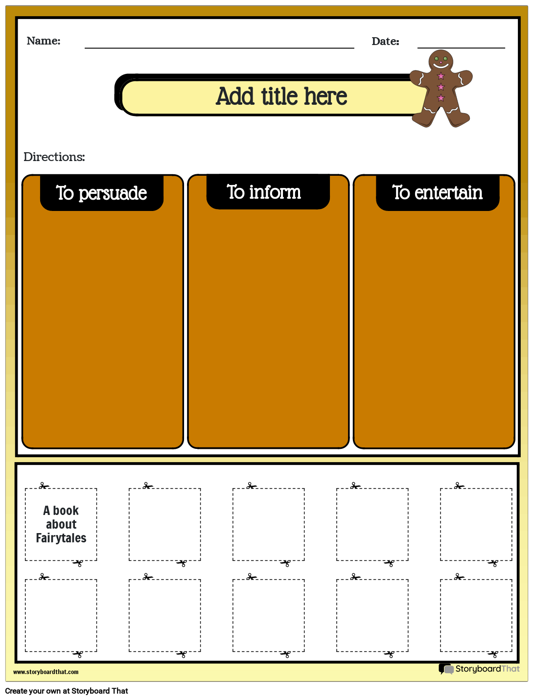 Cut-out - Author's Purpose Worksheet