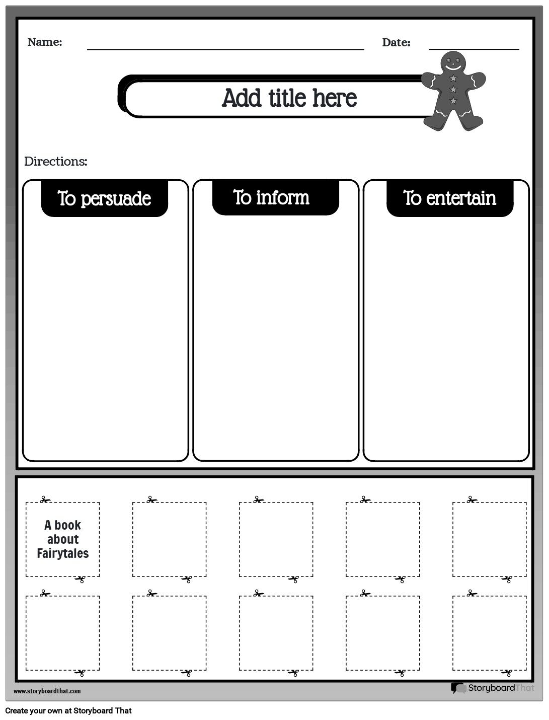 Cut-out - Author's Purpose Worksheet