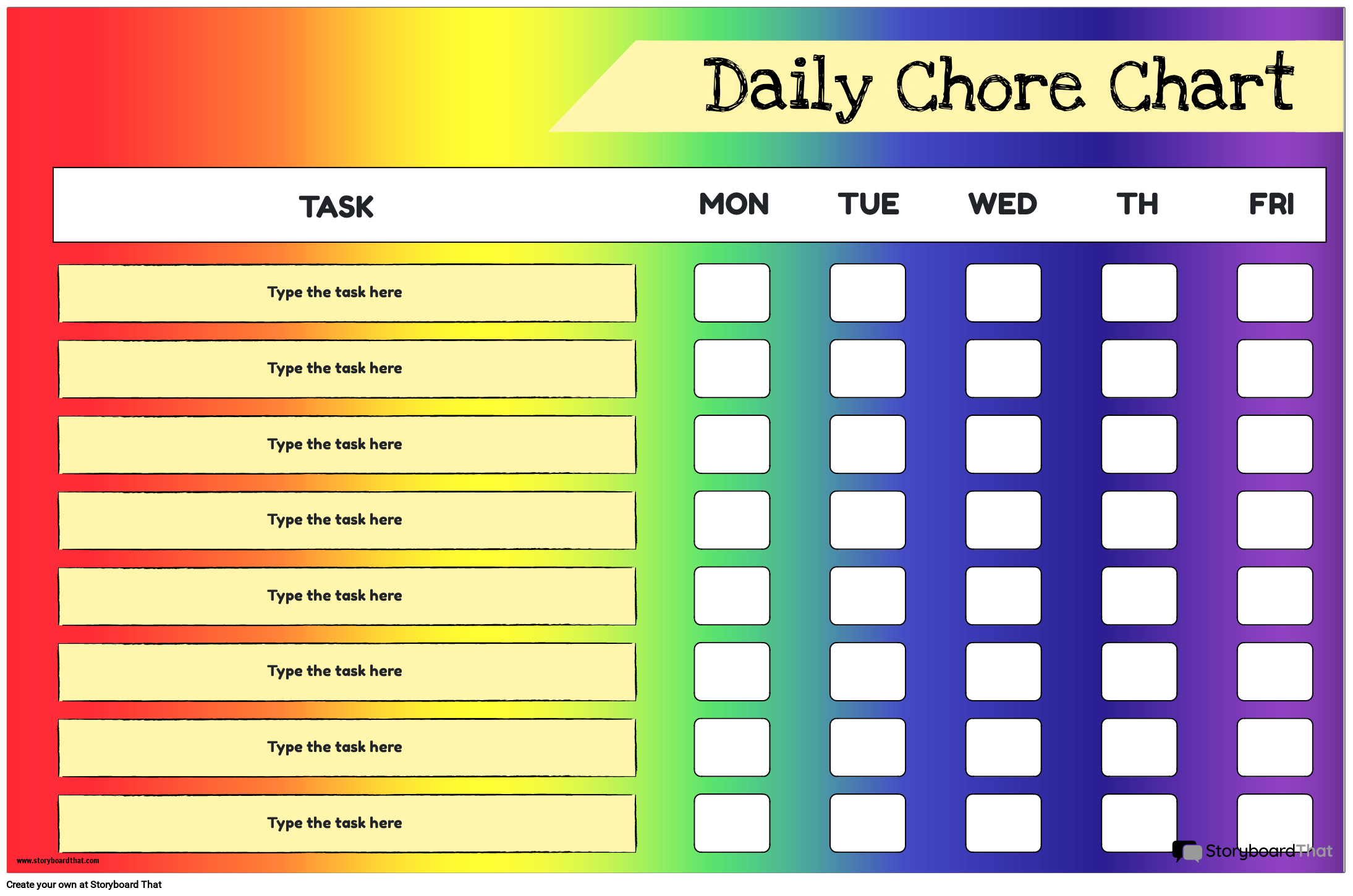 Rainbow Daily Chore Chart