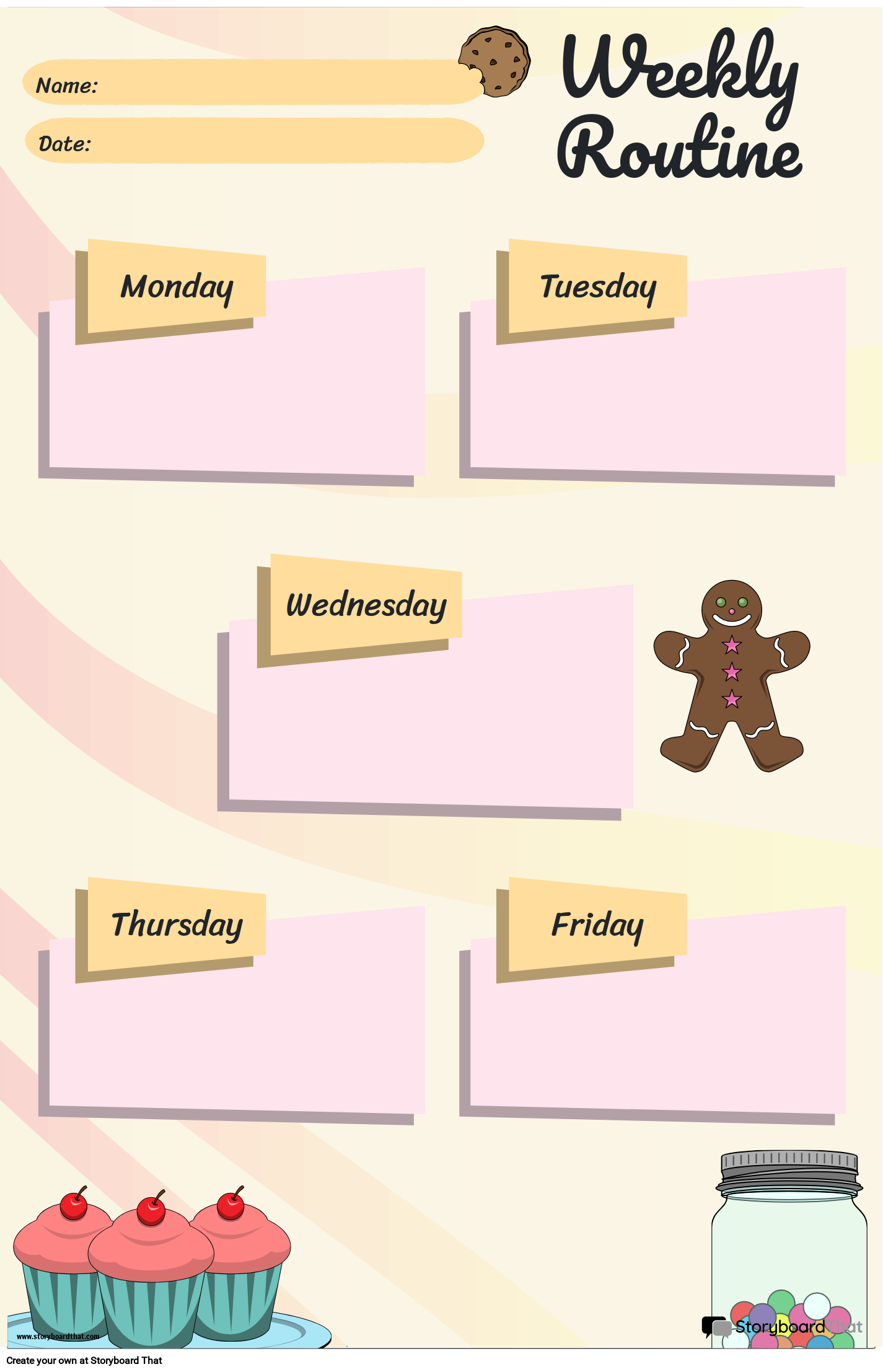 Dessert-Themed Weekly Routine Schedule
