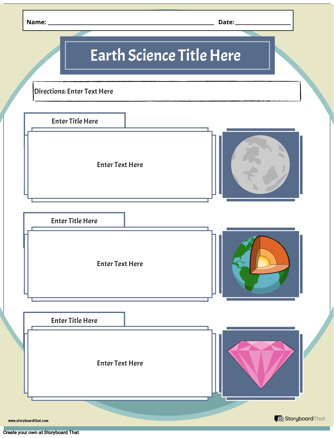 Earth science rocks and minerals template