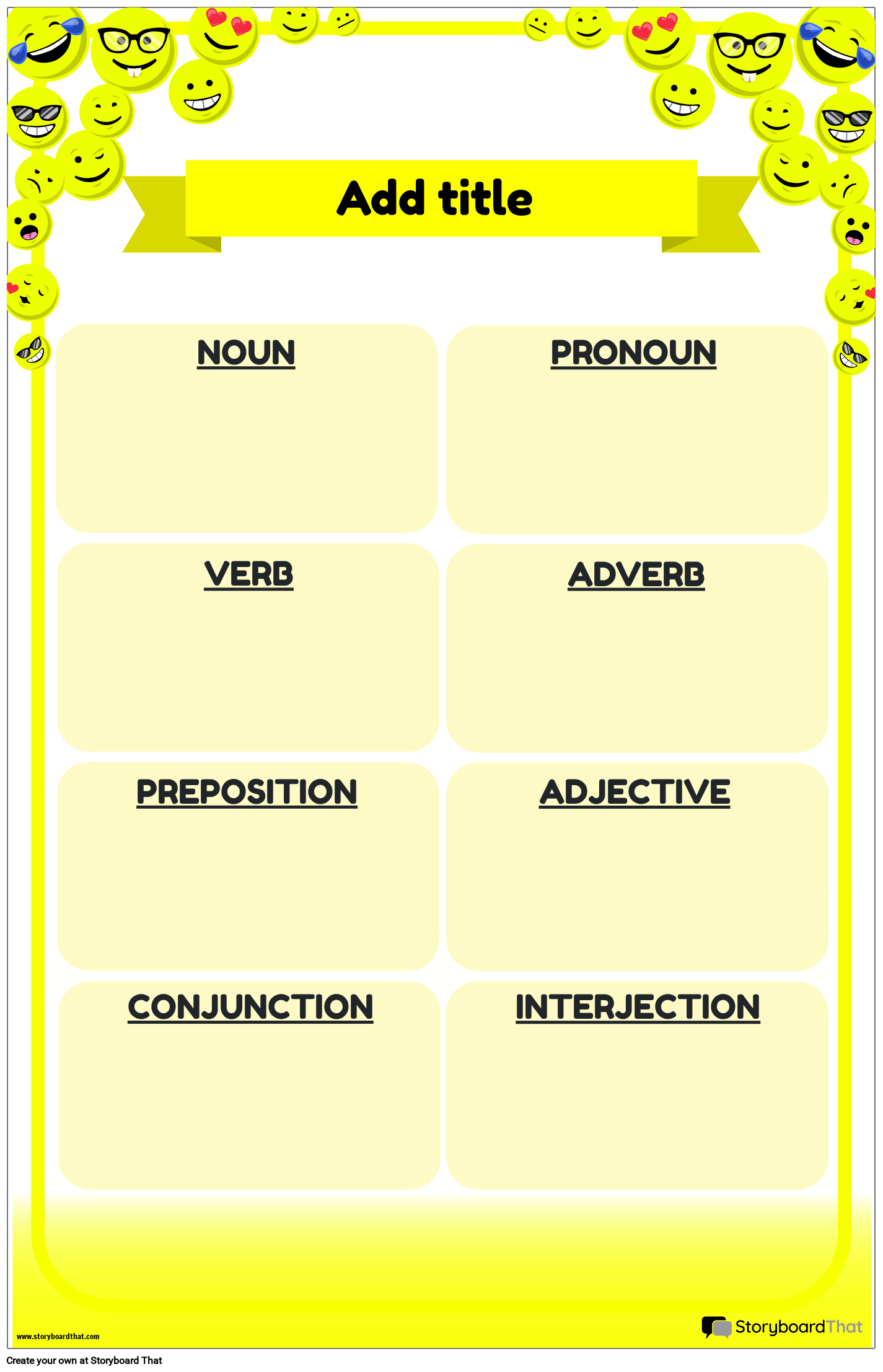 Emoji-themed Parts of Speech Poster