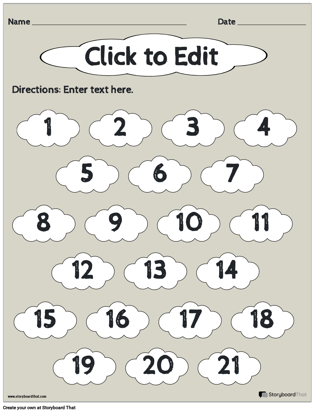 Odd and Even Numbers Worksheet Featuring Clouds B&W