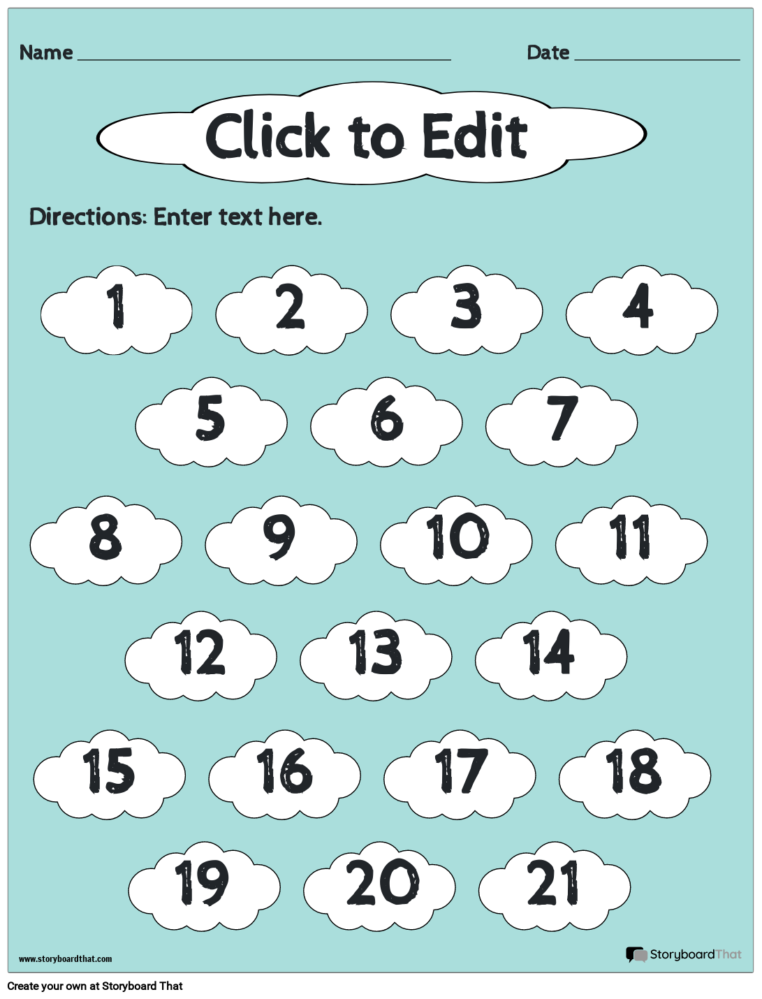 Even and Odd Numbers Worksheet Featuring Clouds