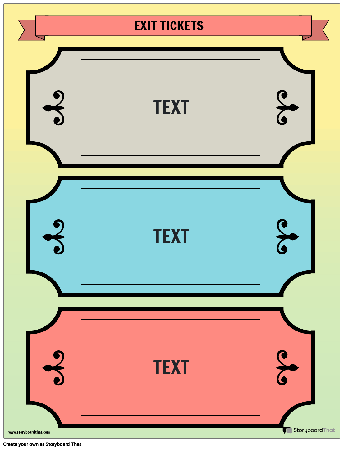 Three Colors Exit Ticket Template