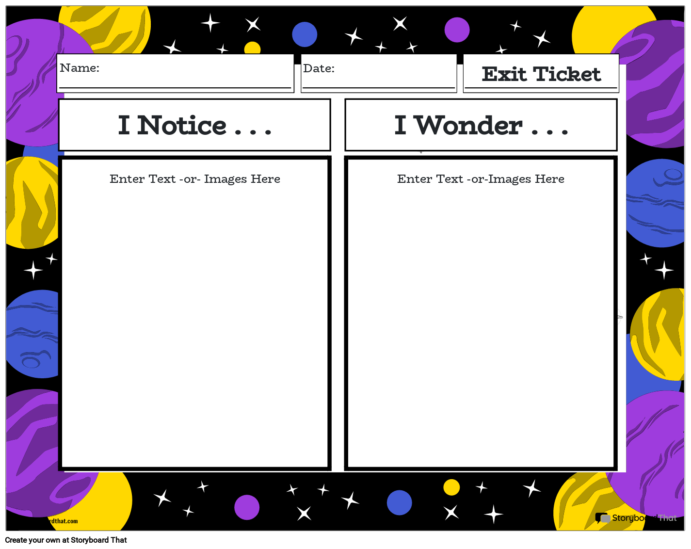 exit ticket planets