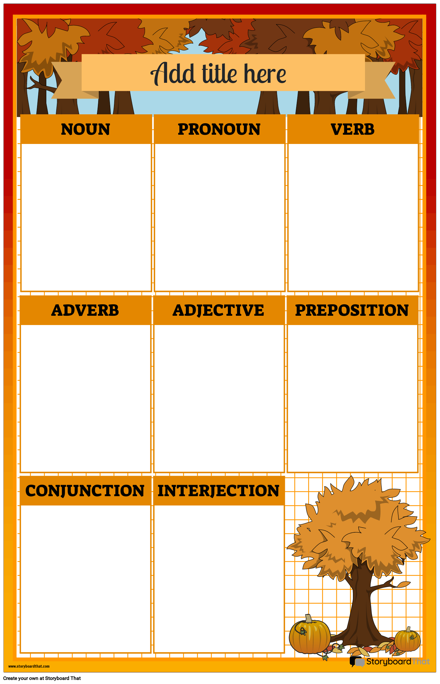 Fall-themed Parts of Speech Poster