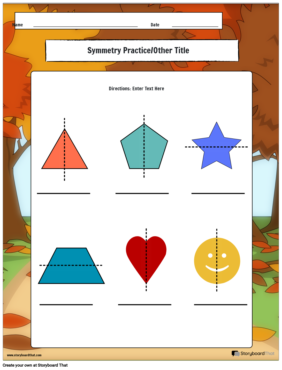 Fall themed - free symmetry worksheets