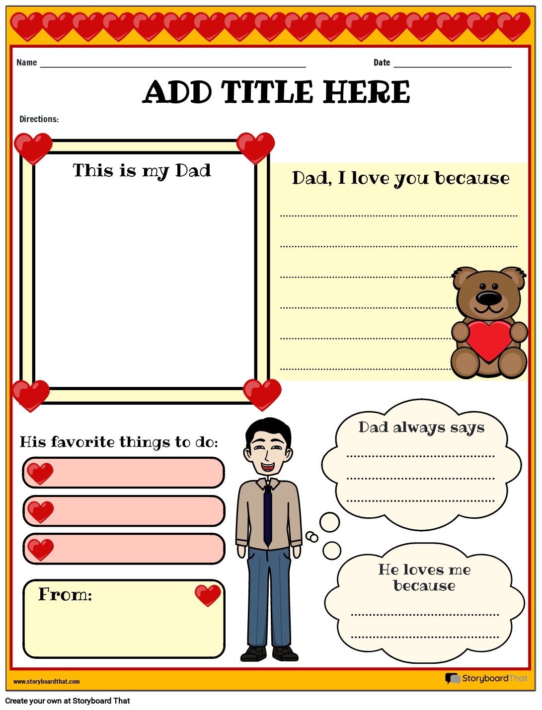 Father s Day Printable Worksheet Storyboard By Templates