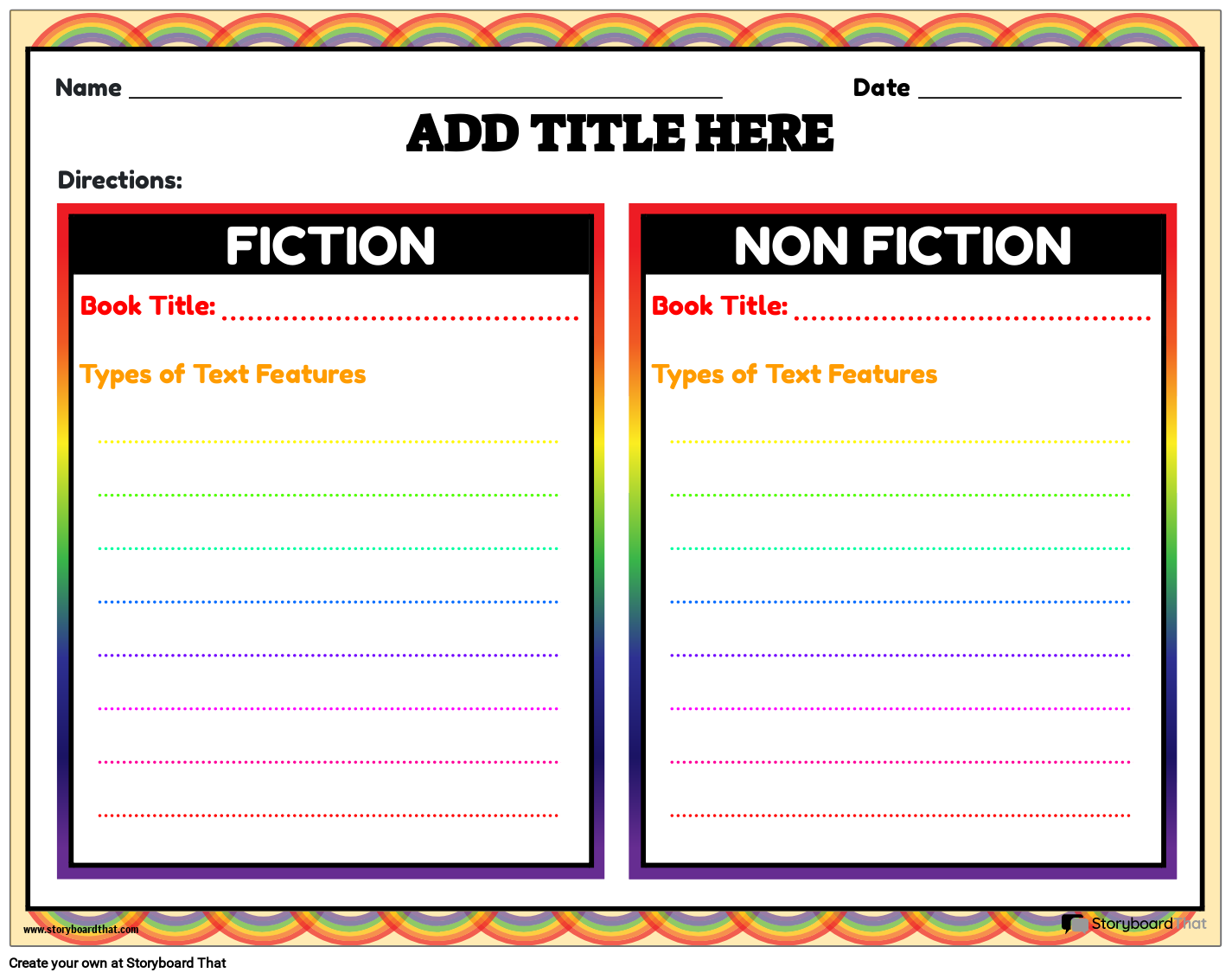 Fiction Vs. Nonfiction Worksheet