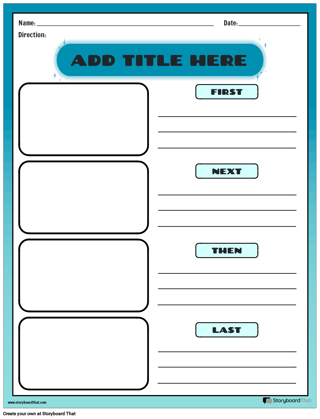 First, Next, Then, Last - Story Sequencing Worksheet