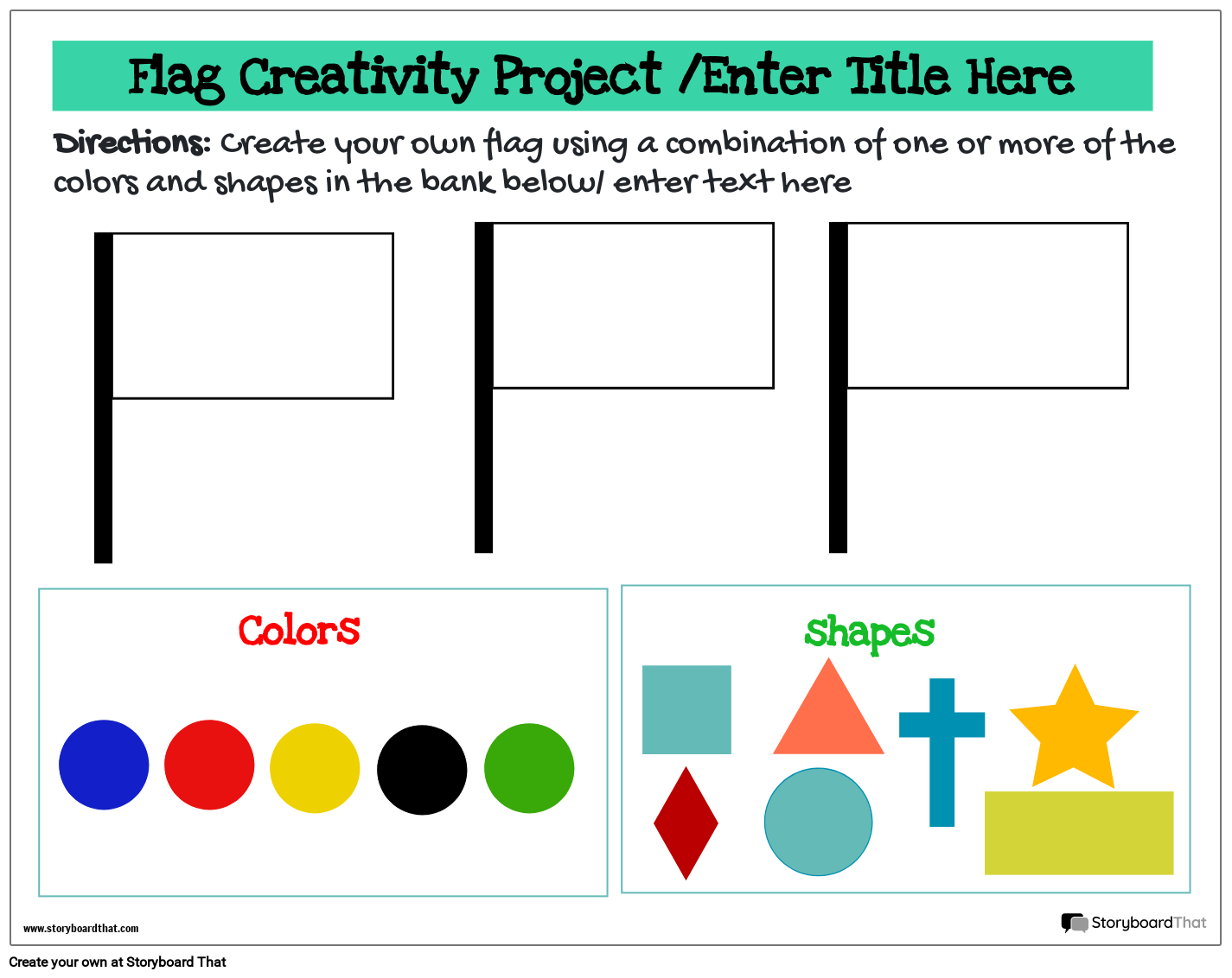 Customizable Coloring Based Flag Worksheet