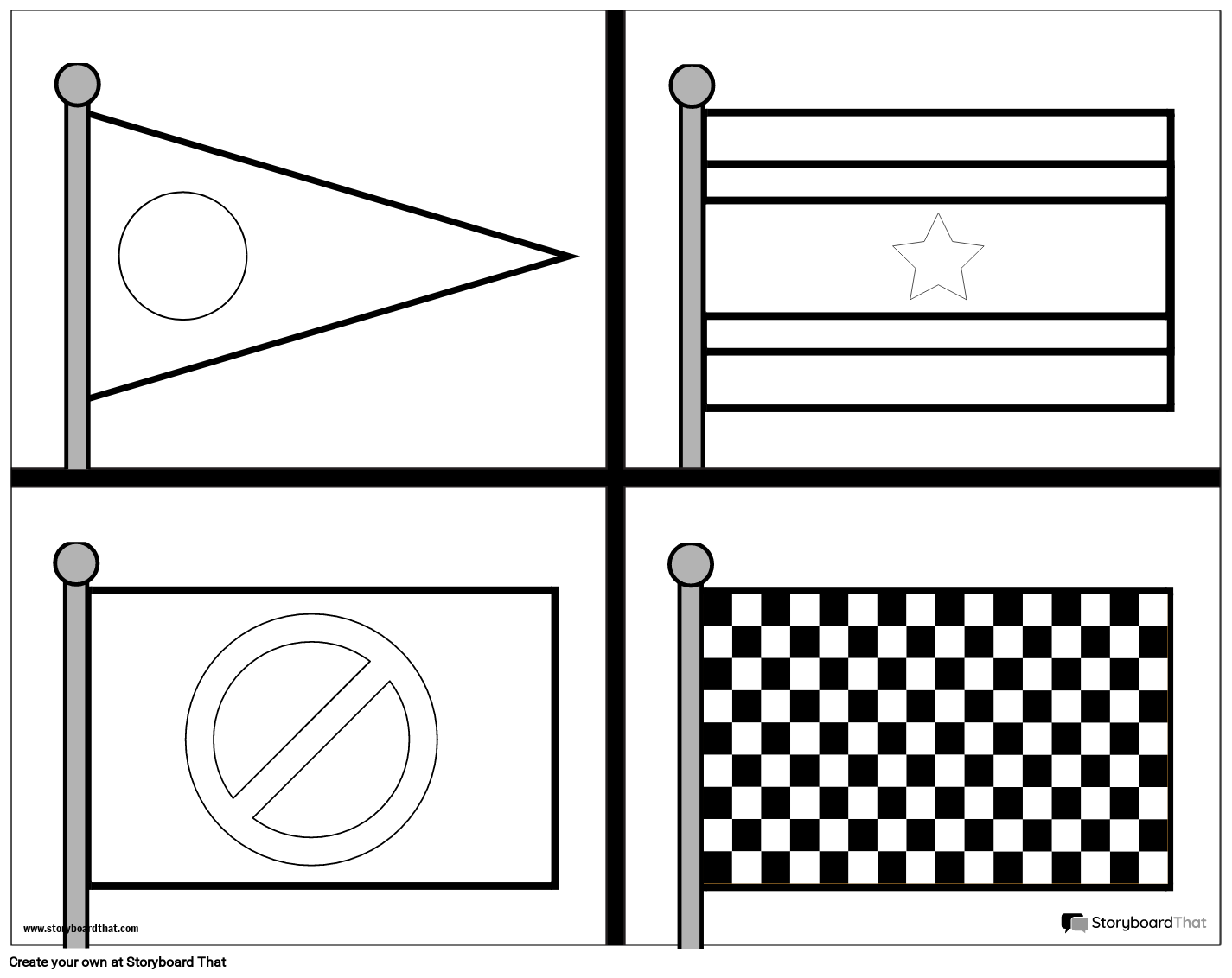 Flag Worksheet with Different Empty Flags