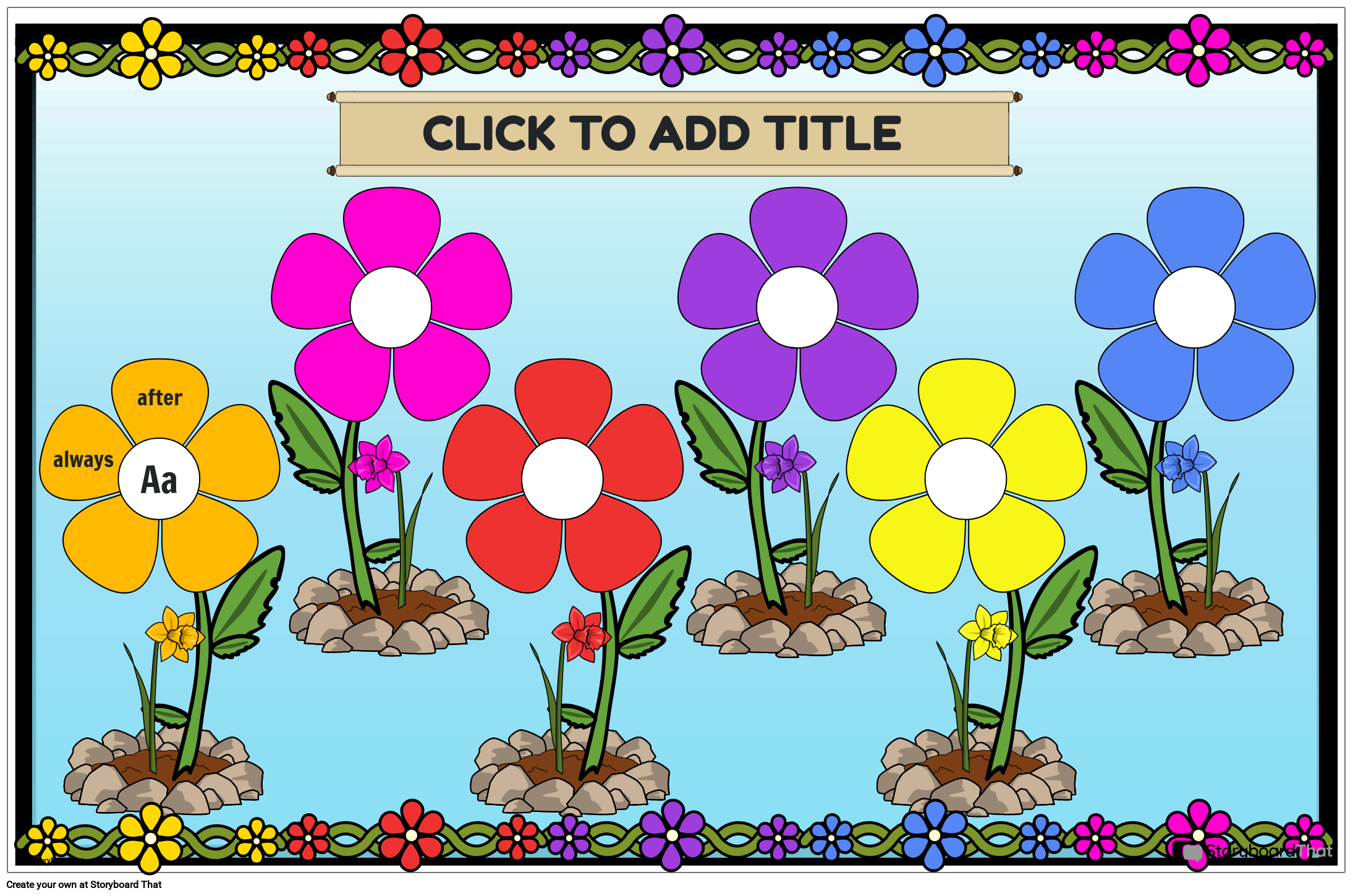 Colorful Flower Themed Sight Words Poster