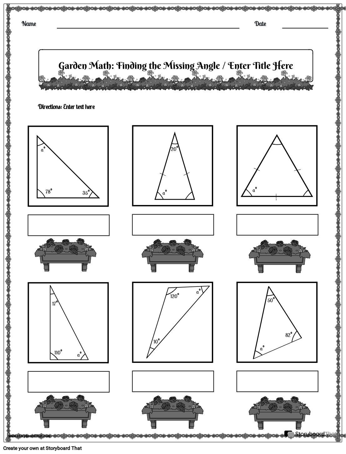 Angles in a Triangle Worksheet