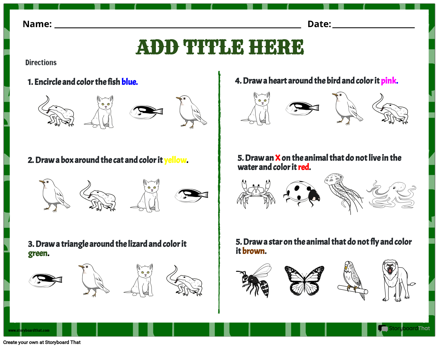 Following Complex Directions Worksheet